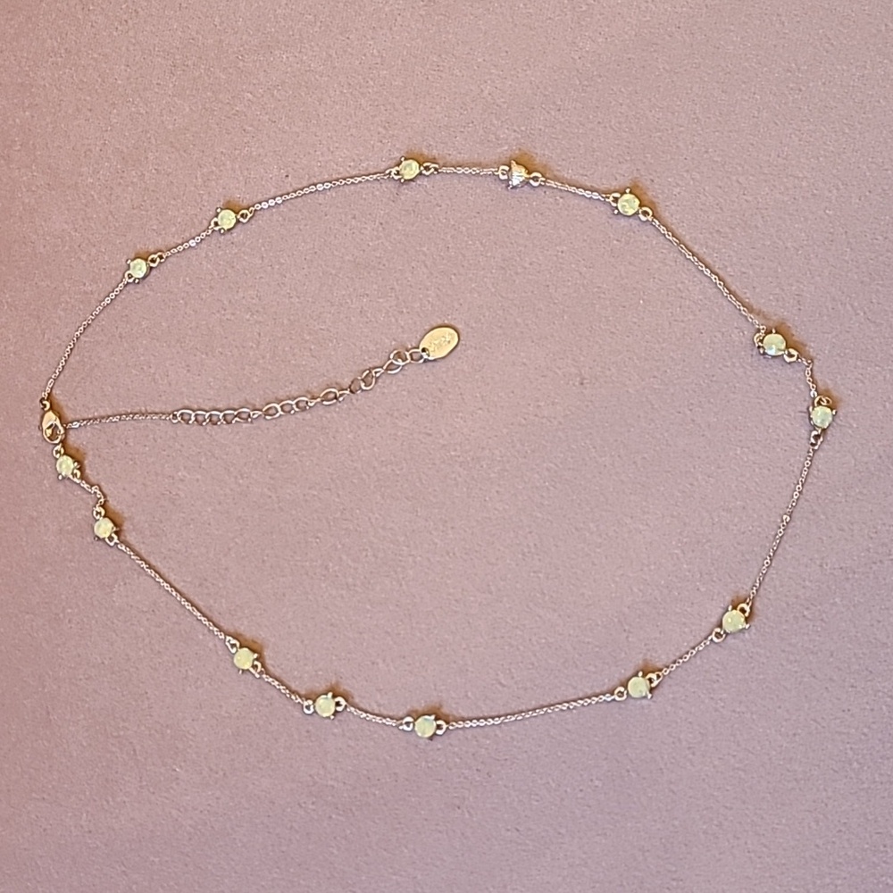 26 Inch Rose Gold Necklace Yellow Iridescent/Opal